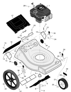 Mower Housing Assembly Diagram and Parts List for 21696X62A 1996 Briggs and Stratton Lawn Mower